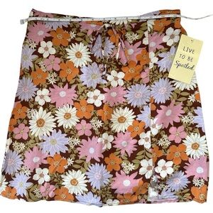 Spoiled Floral Mini Skirt in Pink, Orange, and Brown